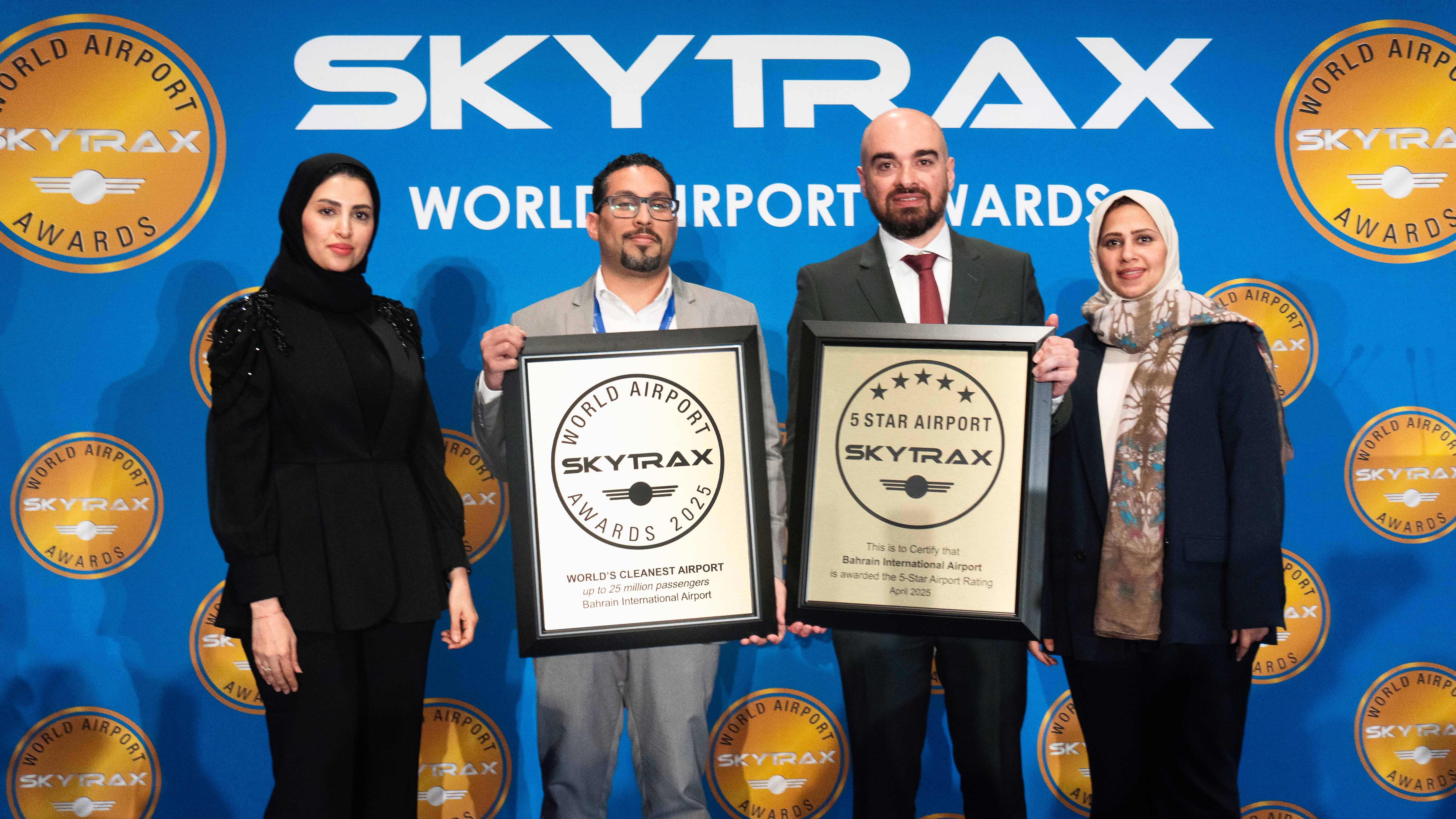 مطار البحرين الدولي يحقق فوزاً ثلاثياً في جوائز سكاي تراكس العالمية للمطارات: جائزة "أنظف مطارات العالم" وجائزة "أنظف مطار في الشرق الأوسط" وجائزة "أفضل مطار في العالم"